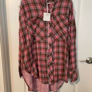 Pink and Brown Plaid Button-Up Shirt Davi &
Dani